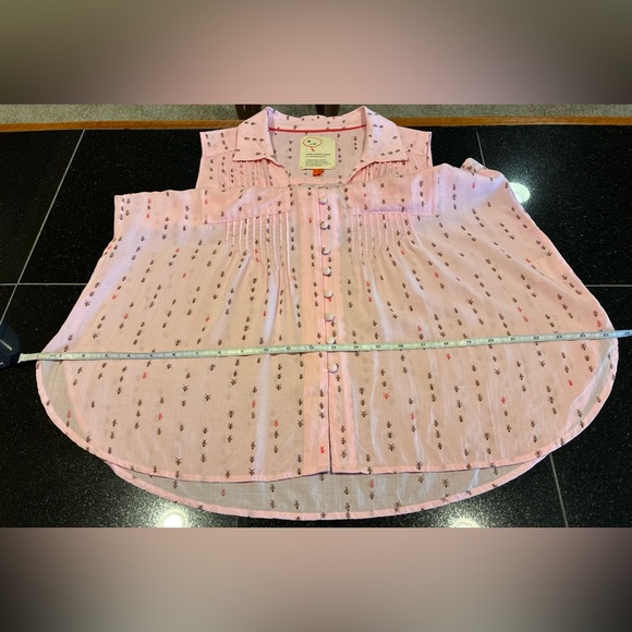 Anthropologie conversations Tank 8 of 52 Ant Print Button Front Pink SZ.med - Picture 10 of 14